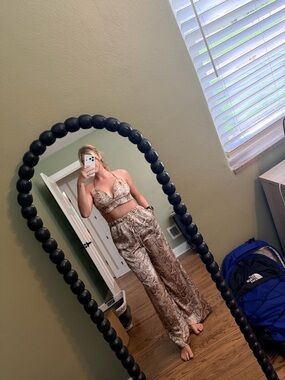 Symphony Neutral Snake Print Two-Piece Set - Beige Brown
